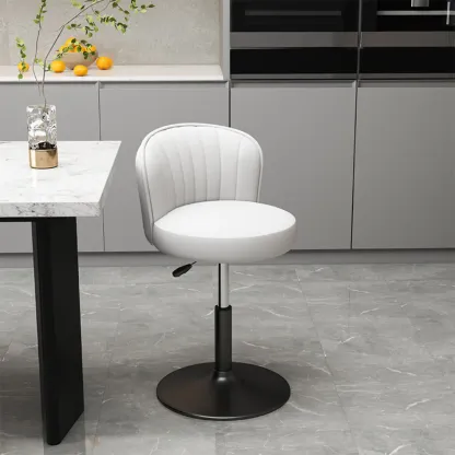 Contemporary Leather Upholstered Bar Stools with Low Back Image - 2