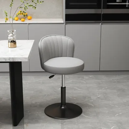 Contemporary Leather Upholstered Bar Stools with Low Back Image - 3