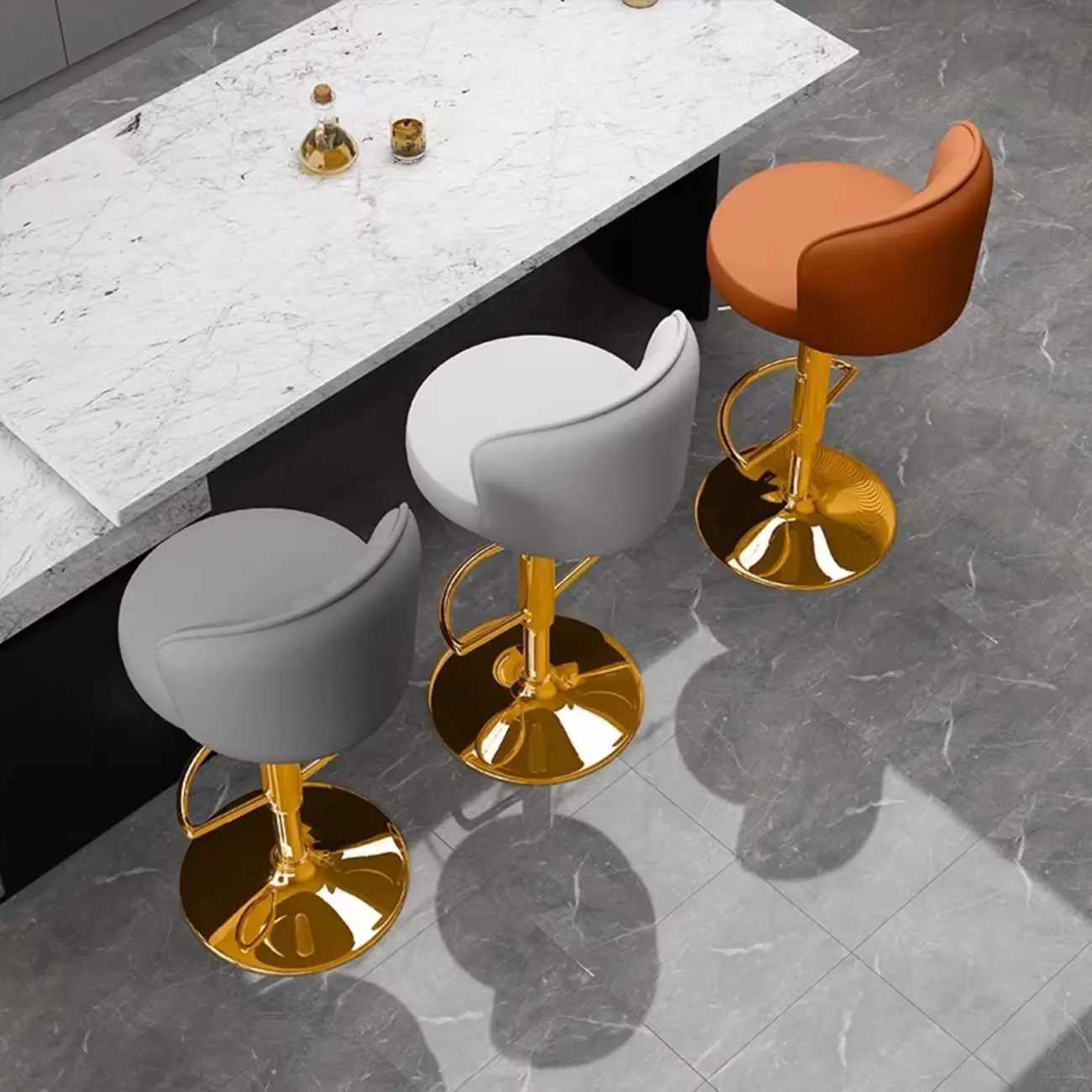 Contemporary Leather Upholstered Bar Stools with Low Back Image - 4 | homeyfad