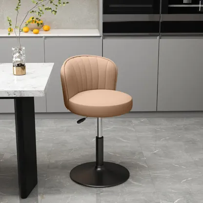 Contemporary Leather Upholstered Bar Stools with Low Back Image - 6