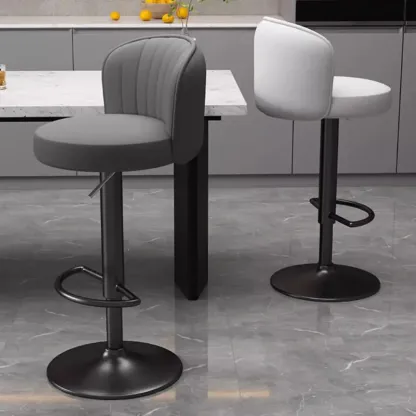 Contemporary Leather Upholstered Bar Stools with Low Back Image - 7