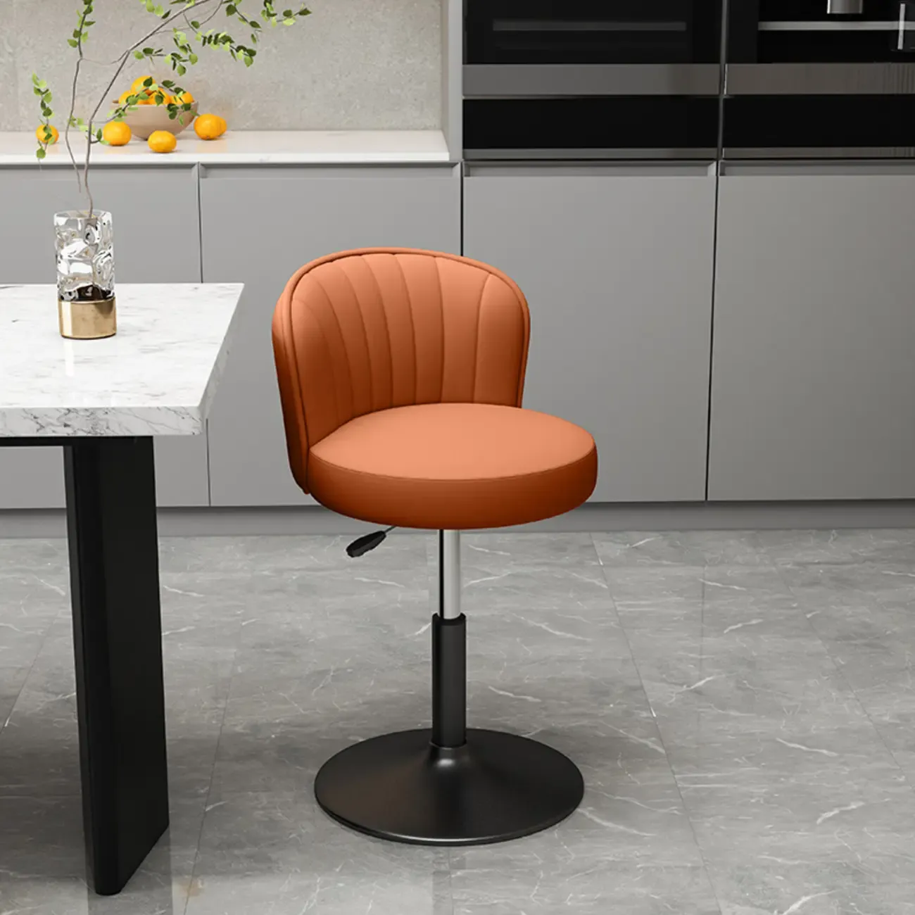 Contemporary Leather Upholstered Bar Stools with Low Back Image - 8