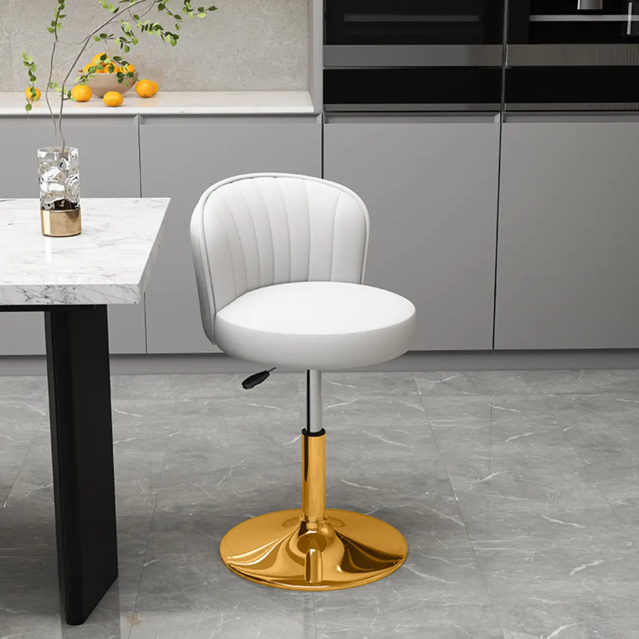 Contemporary Leather Upholstered Bar Stools with Low Back Image - 10 | homeyfad