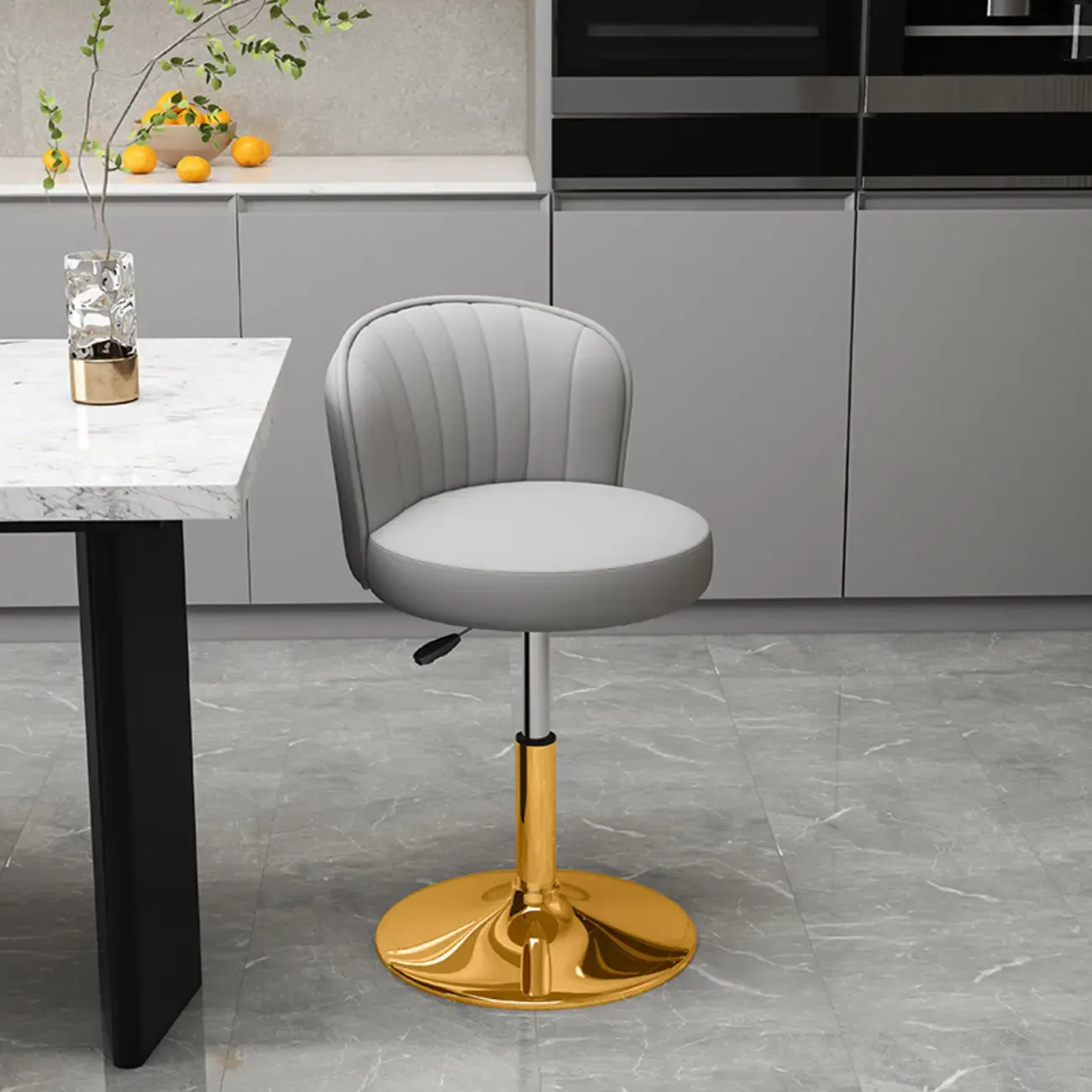 Contemporary Leather Upholstered Bar Stools with Low Back Image - 12