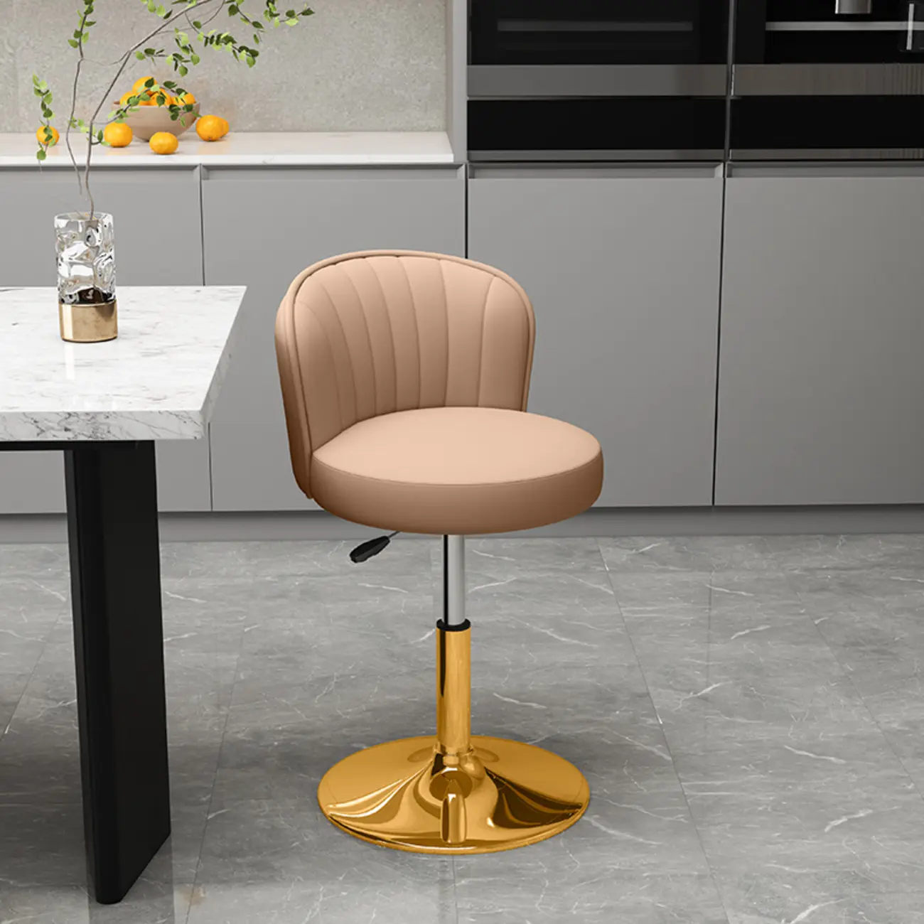 Contemporary Leather Upholstered Bar Stools with Low Back Image - 16 | homeyfad