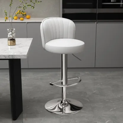 Contemporary Leather Upholstered Bar Stools with Low Back Image - 17