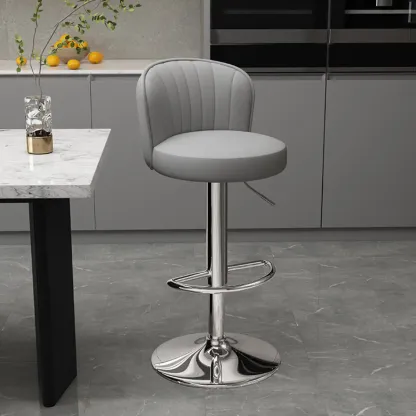 Contemporary Leather Upholstered Bar Stools with Low Back Image - 19