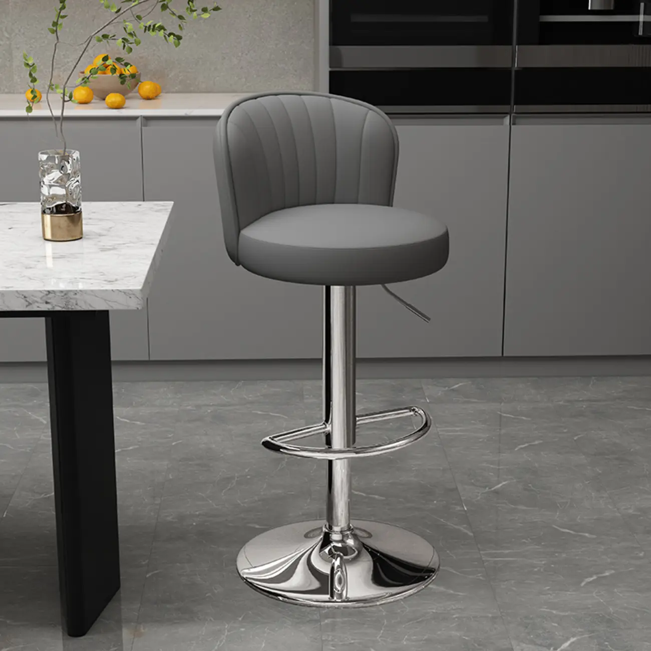 Contemporary Leather Upholstered Bar Stools with Low Back Image - 22 | homeyfad