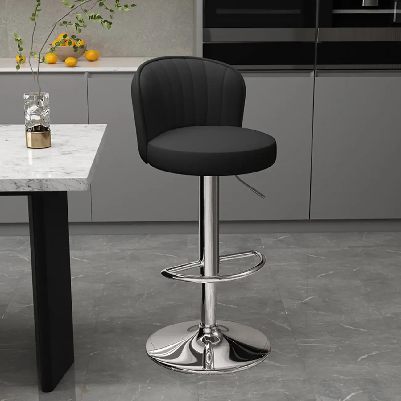 Contemporary Leather Upholstered Bar Stools with Low Back Image - 24