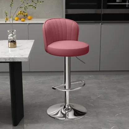 Contemporary Leather Upholstered Bar Stools with Low Back Image - 25