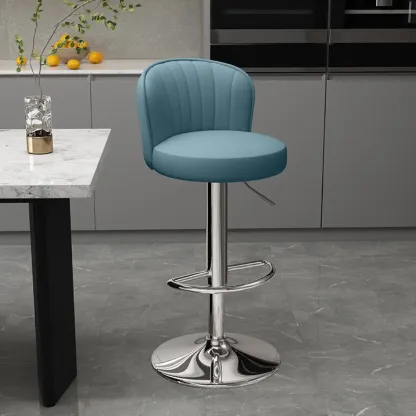 Contemporary Leather Upholstered Bar Stools with Low Back Image - 26