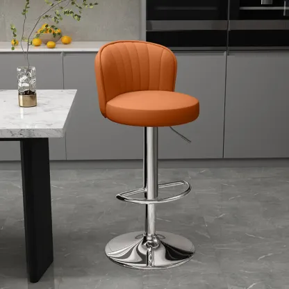Contemporary Leather Upholstered Bar Stools with Low Back Image - 27