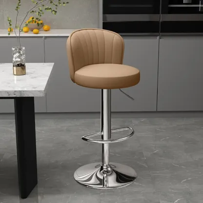 Contemporary Leather Upholstered Bar Stools with Low Back Image - 28