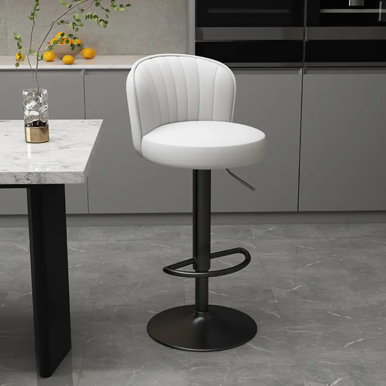 Contemporary Leather Upholstered Bar Stools with Low Back Image - 29