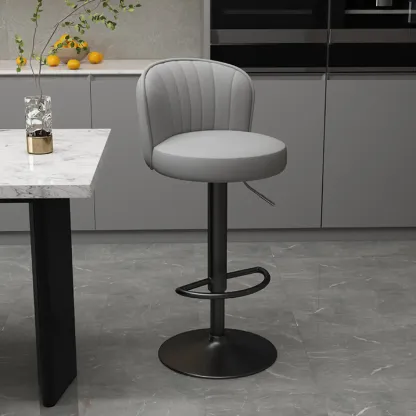 Contemporary Leather Upholstered Bar Stools with Low Back Image - 30