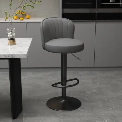 Contemporary Leather Upholstered Bar Stools with Low Back Image - 31
