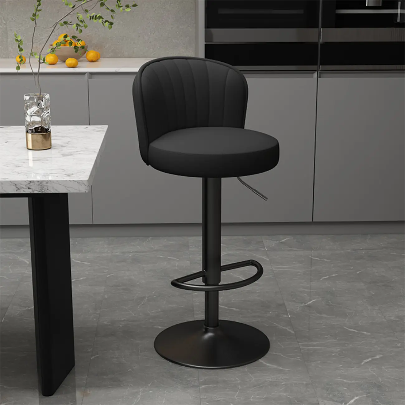 Contemporary Leather Upholstered Bar Stools with Low Back Image - 32 | homeyfad
