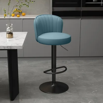 Contemporary Leather Upholstered Bar Stools with Low Back Image - 34