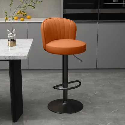 Contemporary Leather Upholstered Bar Stools with Low Back Image - 35