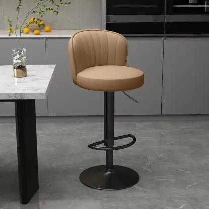 Contemporary Leather Upholstered Bar Stools with Low Back Image - 36
