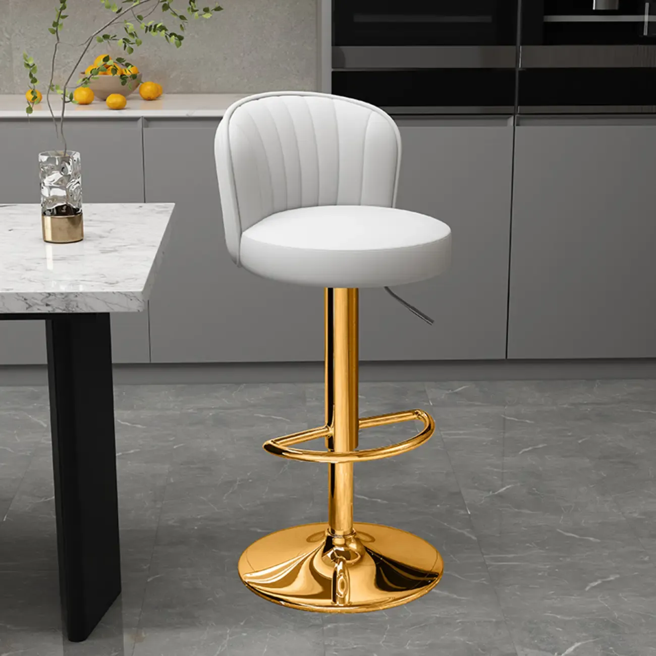 Contemporary Leather Upholstered Bar Stools with Low Back Image - 37