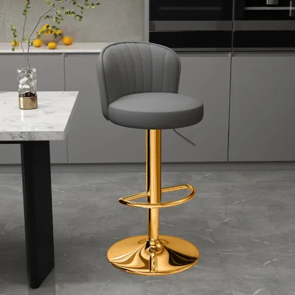 Contemporary Leather Upholstered Bar Stools with Low Back Image - 39