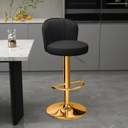 Contemporary Leather Upholstered Bar Stools with Low Back Image - 40