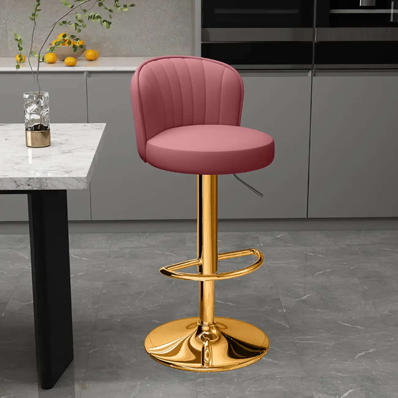 Contemporary Leather Upholstered Bar Stools with Low Back Image - 41