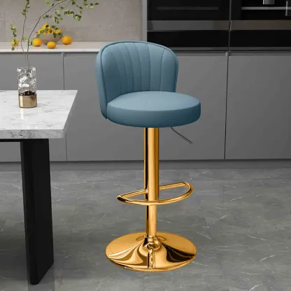 Contemporary Leather Upholstered Bar Stools with Low Back Image - 42