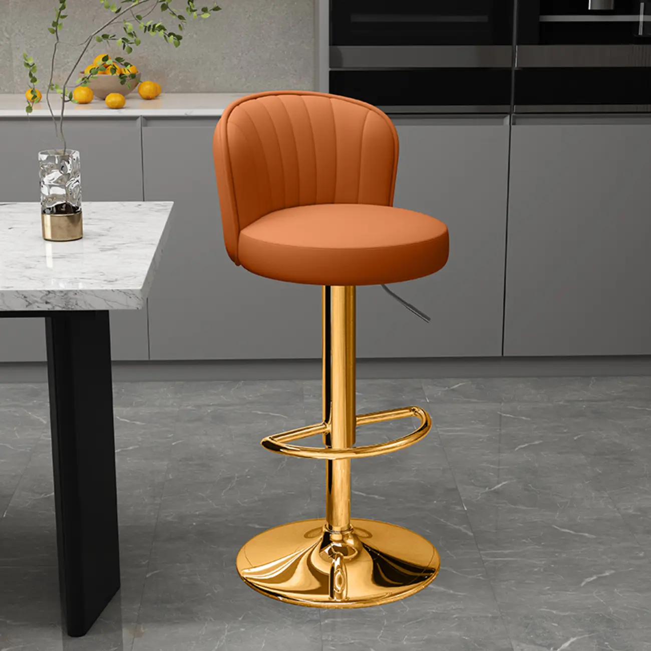 Contemporary Leather Upholstered Bar Stools with Low Back Image - 43 | homeyfad
