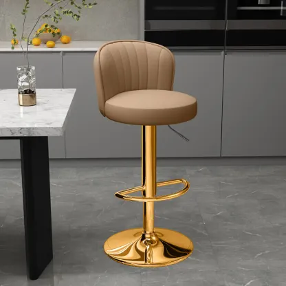 Contemporary Leather Upholstered Bar Stools with Low Back Image - 44