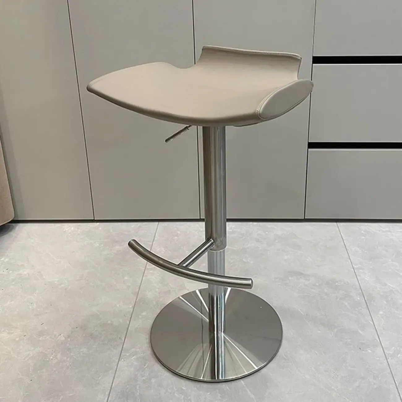 Modern Adjustable Faux Leather Swivel Bar Stools Image - 6