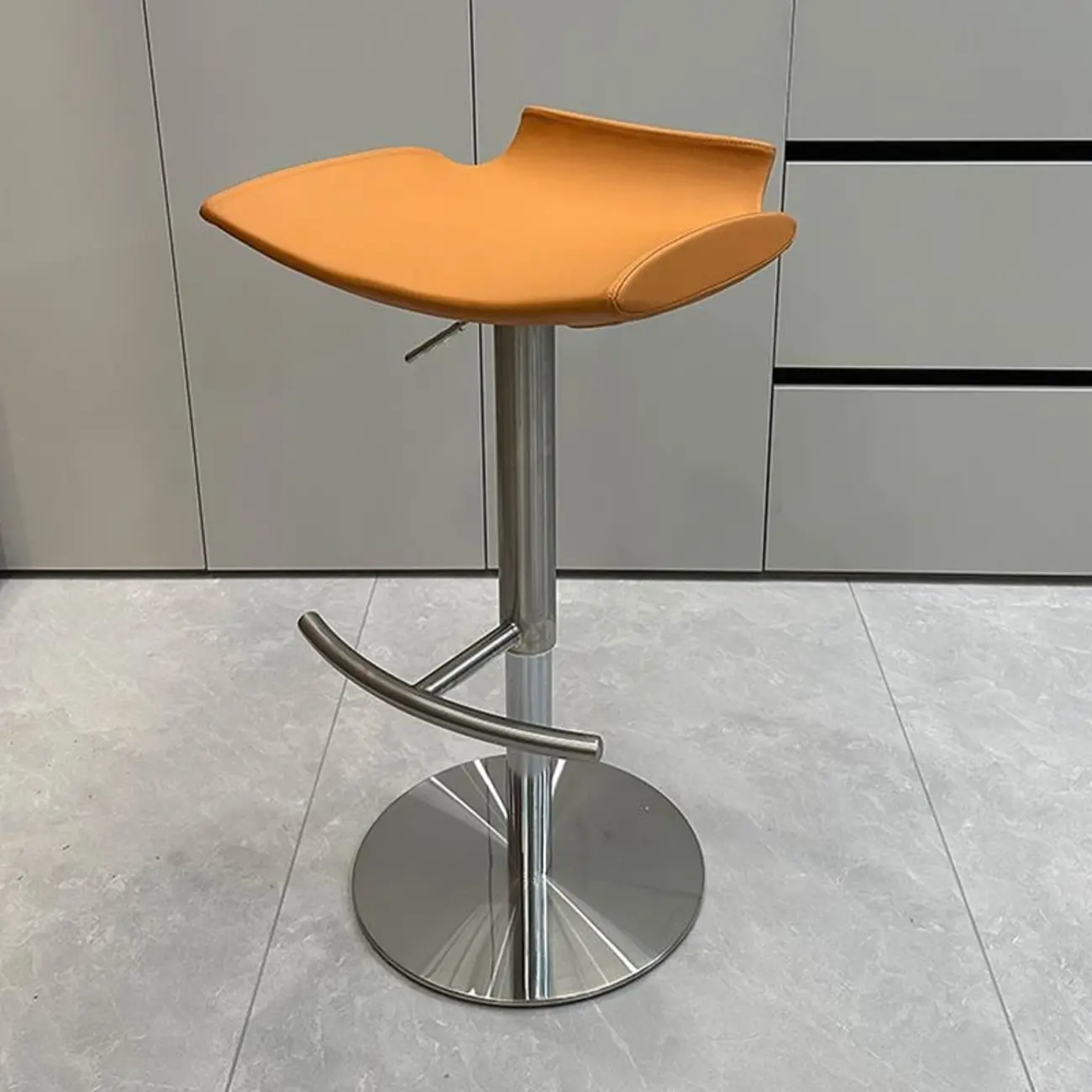 Modern Adjustable Faux Leather Swivel Bar Stools Image - 8 | homeyfad