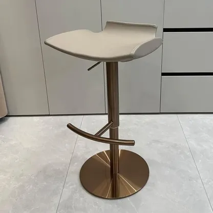 Modern Adjustable Faux Leather Swivel Bar Stools Image - 9