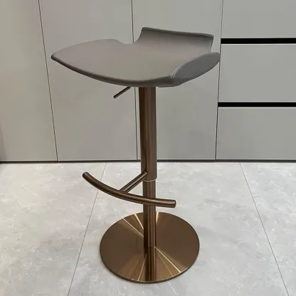 Modern Adjustable Faux Leather Swivel Bar Stools Image - 10
