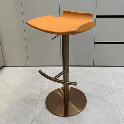 Modern Adjustable Faux Leather Swivel Bar Stools Image - 11