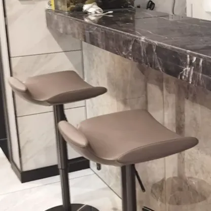 Modern Adjustable Faux Leather Swivel Bar Stools Image - 3