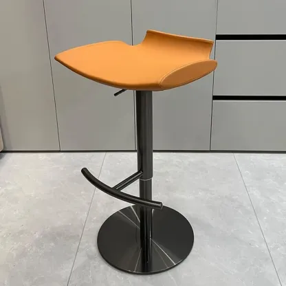 Modern Adjustable Faux Leather Swivel Bar Stools Image - 12