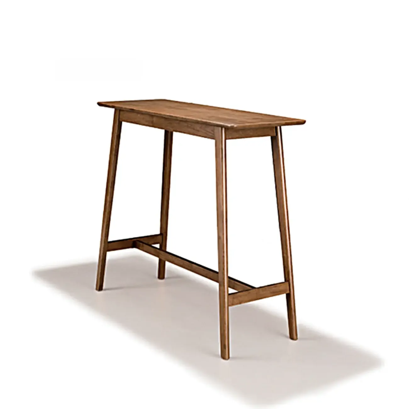 Scandinavian Brown Wooden Rubberwood Footrest Bar Tables Image - 2