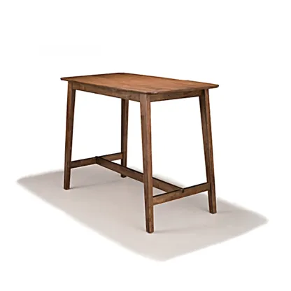 Scandinavian Brown Wooden Rubberwood Footrest Bar Tables Image - 3