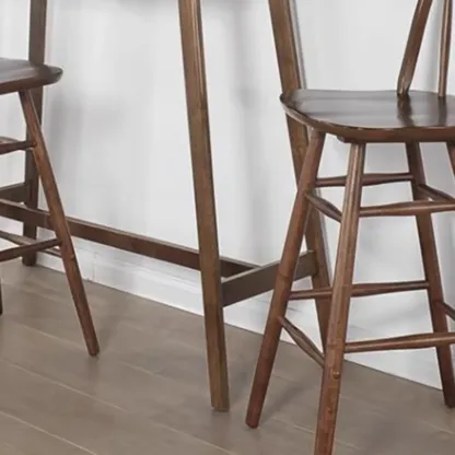 Scandinavian Brown Wooden Rubberwood Footrest Bar Tables Image - 10