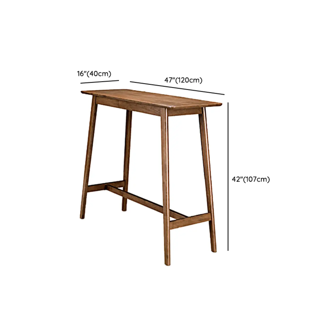 Scandinavian Brown Wooden Rubberwood Footrest Bar Tables #size | homeyfad