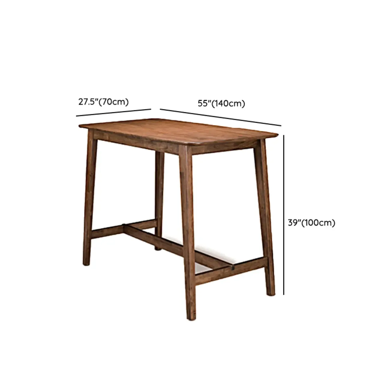 Scandinavian Brown Wooden Rubberwood Footrest Bar Tables Image - 13