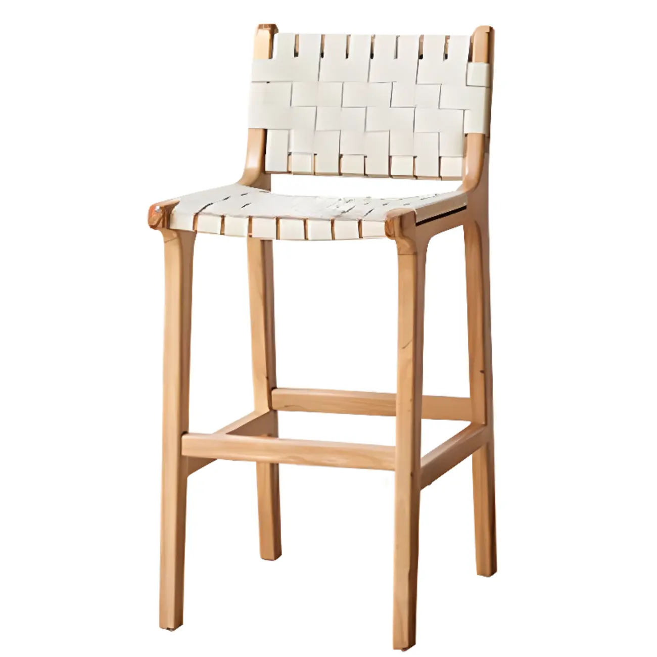 Rustic Wood Wicker Seat Counter Bar Stools with Back Image - 11 | homeyfad