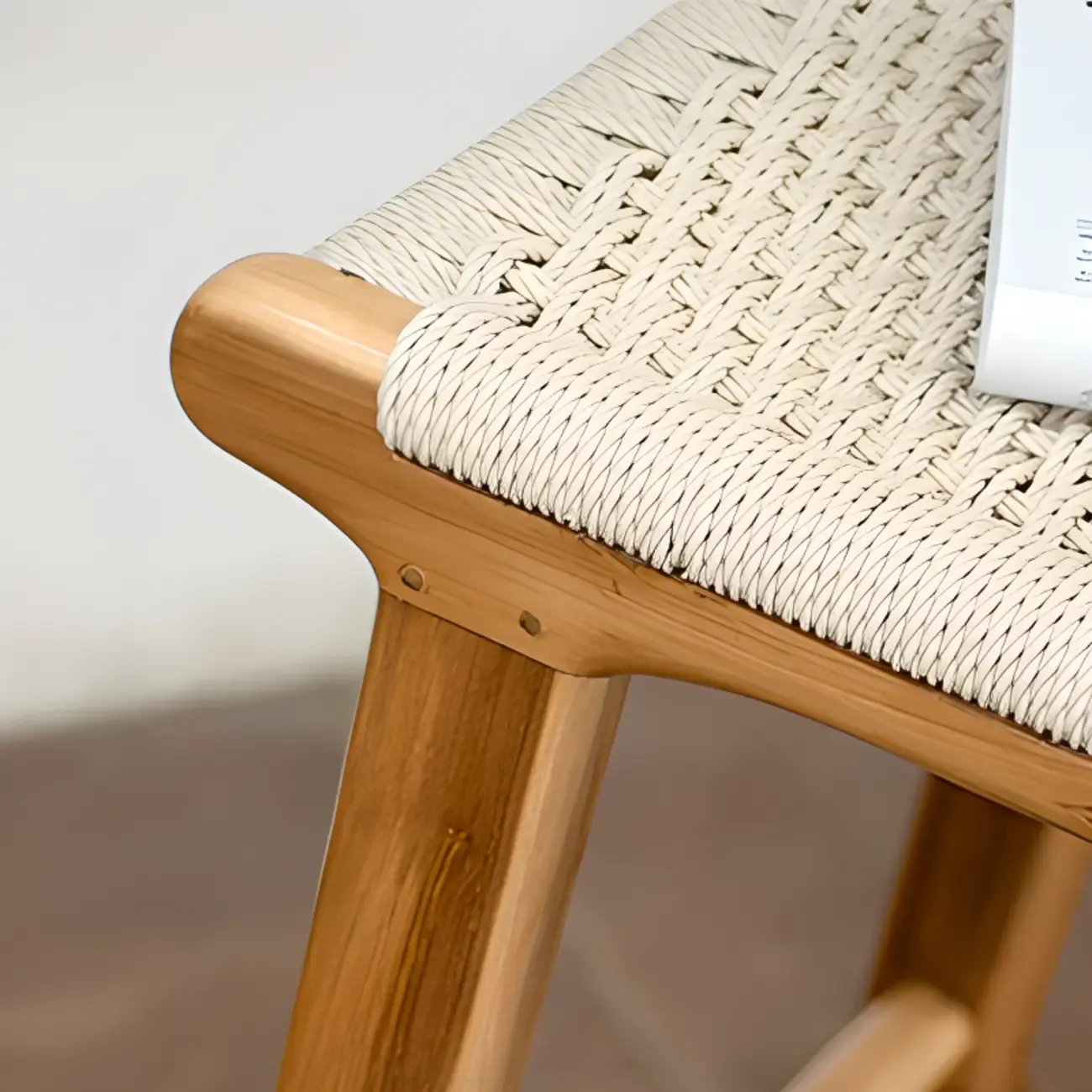 Rustic Wood Wicker Seat Counter Bar Stools with Back Image - 8