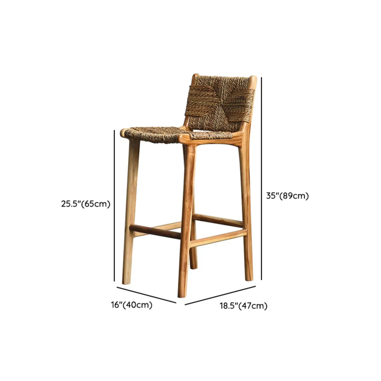 Rustic Wood Wicker Seat Counter Bar Stools with Back Image - 20 | homeyfad
