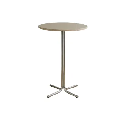 Modern Natural Wood Silver Metal Cross Legs Bar Tables Image - 2