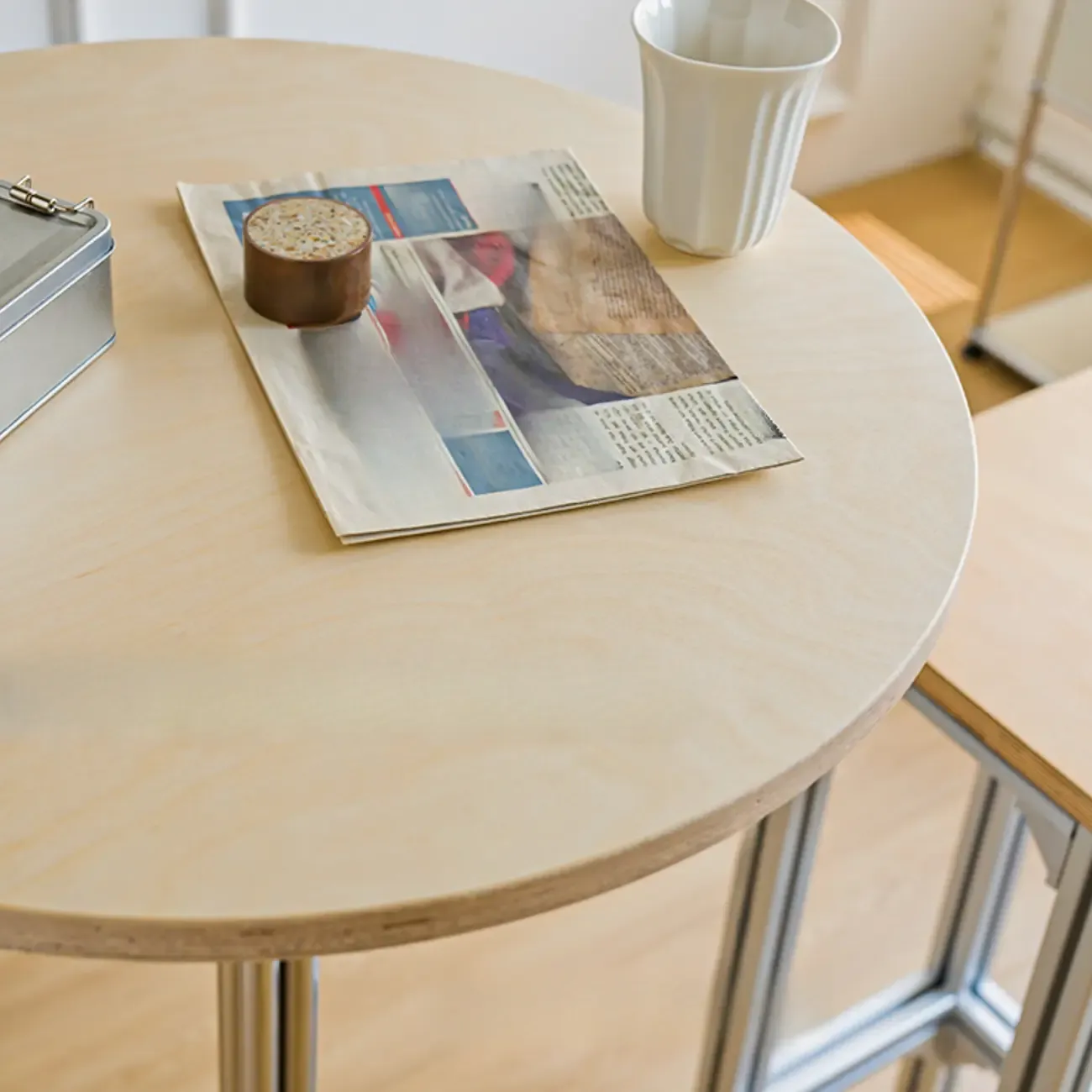 Modern Natural Wood Silver Metal Cross Legs Bar Tables Image - 14