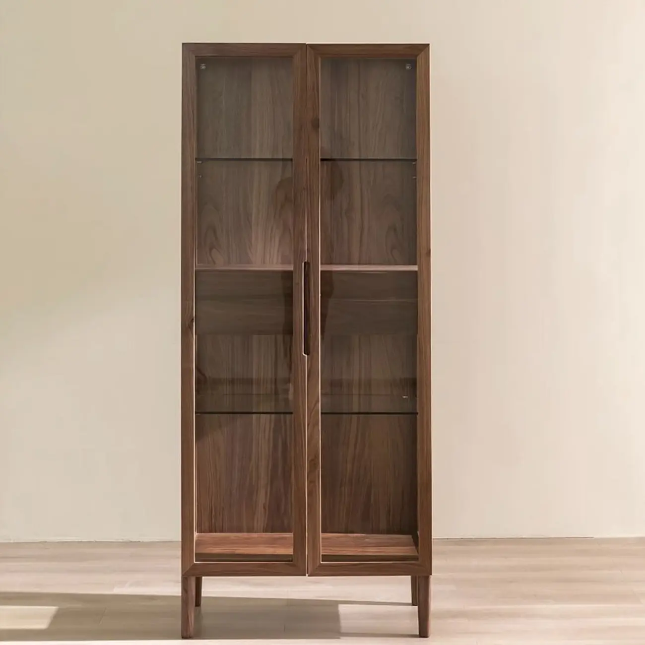 Sitting Room Old School Walnut Glass Cabinet with Illuminating Image - 2 | homeyfad