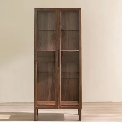 Sitting Room Old School Walnut Glass Cabinet with Illuminating Image - 2